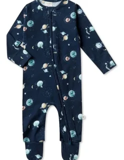Snuggle Hunny Milky Way Sleepsuit Zip Footie in Black