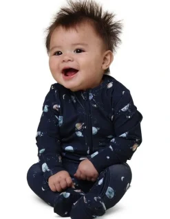 Snuggle Hunny Milky Way Sleepsuit Zip Footie in Black