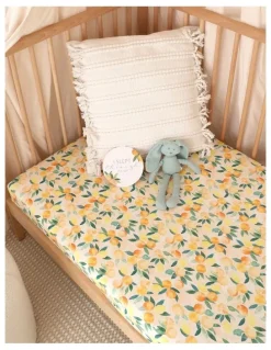 Snuggle Hunny Sunny Citrus Organic Fitted Cot Sheet in Orange