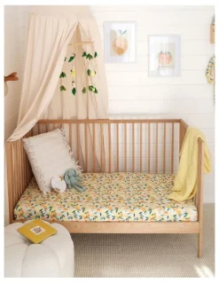 Snuggle Hunny Sunny Citrus Organic Fitted Cot Sheet in Orange