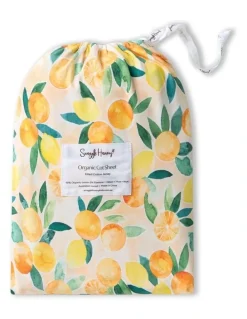 Snuggle Hunny Sunny Citrus Organic Fitted Cot Sheet in Orange