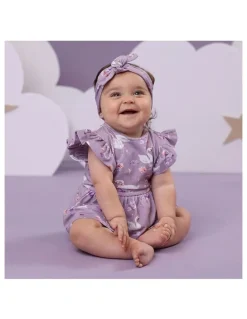 Snuggle Hunny Swan Lake Short Sleeve Organic Dress in Purple
