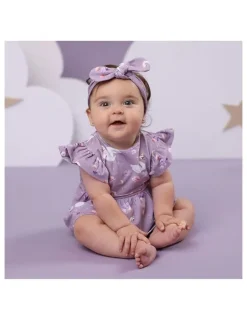 Snuggle Hunny Swan Lake Short Sleeve Organic Dress in Purple