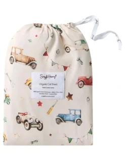 Snuggle Hunny Vintage Cars Organic Fitted Cot Sheet in Beige