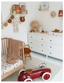 Snuggle Hunny Vintage Cars Organic Fitted Cot Sheet in Beige