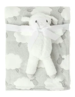 Snugtime Coral Fleece Blanket with Toy in Grey