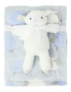 Snugtime Coral Fleece Blanket with Toy in Blue