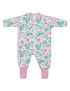 Snugtime Lined Footless Padded Blanket Sleeper in Floral