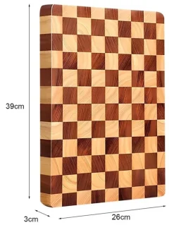 SOGA Checkered Patterned Wooden Cutting Board 39x26x3cm in Brown