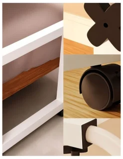 Soga International SOGA Adjustable Overbed Table 2 Pack 120 x 45cm Wood Look