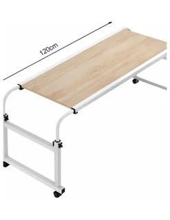 Soga International SOGA Adjustable Overbed Table 2 Pack 120 x 45cm Wood Look