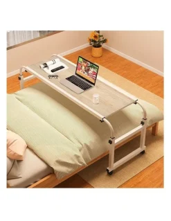 Soga International SOGA Adjustable Overbed Table 2 Pack 120 x 45cm Wood Look