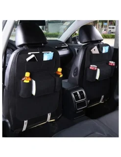 Soga International SOGA Car Back Seat Organiser Black PVC Leather 2 Pack