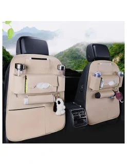 Soga International SOGA Car Back Seat Organiser White PVC Leather 2 Pack