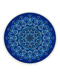 Soga International SOGA 90cm Blue Mandala Round Non-Slip Area Rug