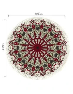 Soga International SOGA 120cm Modern Ethnic Mandala Rug with Tassels