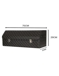 Soga International SOGA Large Foldable Car Boot Storage Organiser Black White Stitch Lock