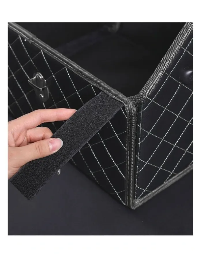 Soga International SOGA Large Foldable Car Boot Storage Organiser Black White Stitch Lock