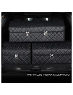 Soga International SOGA Large Foldable Car Boot Storage Organiser Black White Stitch Lock