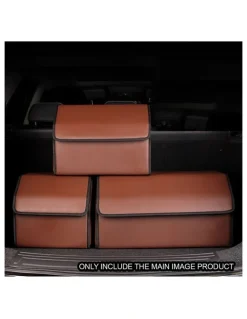 Soga International SOGA Large Foldable Leather Car Boot Trunk Storage Organizer Box Coffee