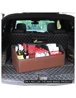 Soga International SOGA Large Foldable Leather Car Boot Trunk Storage Organizer Box Coffee