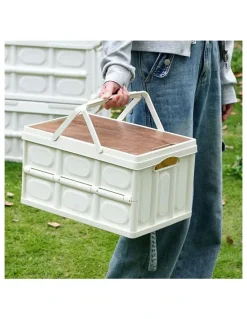 Soga International SOGA 18L Foldable Storage Crate White with Handle Camping Box