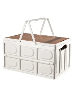 Soga International SOGA 18L Foldable Storage Crate White with Handle Camping Box