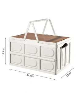 Soga International SOGA 18L Foldable Storage Crate White with Handle Camping Box