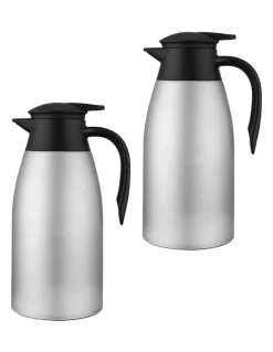 Soga International SOGA 2 Pack 1.5L 3-Layer Stainless Steel Vacuum Flasks - Silver