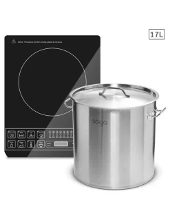 Soga International SOGA Smart Induction Cooktop with 17L 28cm Stainless Steel Stock Pot