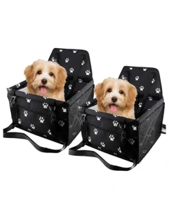 Soga International SOGA 2X Black Waterproof Pet Booster Car Seat with Mesh Carrier