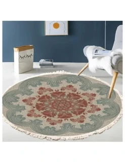 Soga International SOGA 2X 90cm Boho Mandala Round Non-Slip Area Rug