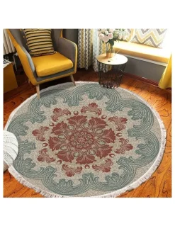 Soga International SOGA 2X 90cm Boho Mandala Round Non-Slip Area Rug