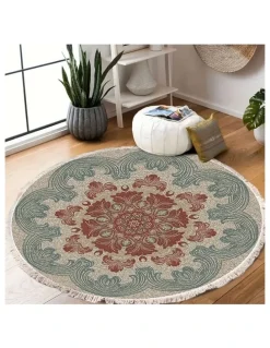 Soga International SOGA 2X 90cm Boho Mandala Round Non-Slip Area Rug