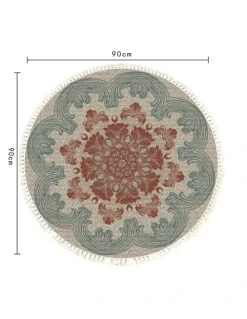 Soga International SOGA 2X 90cm Boho Mandala Round Non-Slip Area Rug