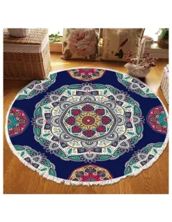 Soga International SOGA 2X 90cm Bohemian Geometric Round Non-Slip Area Rug