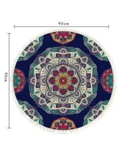 Soga International SOGA 2X 90cm Bohemian Geometric Round Non-Slip Area Rug