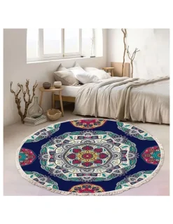 Soga International SOGA 2X 90cm Bohemian Geometric Round Non-Slip Area Rug