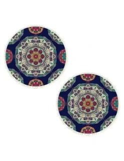 Soga International SOGA 2X 90cm Bohemian Geometric Round Non-Slip Area Rug