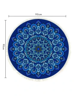 Soga International SOGA 2X 90cm Blue Mandala Round Non-Slip Area Rug