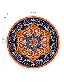 Soga International SOGA 2X 90cm Ethnic Mandala Round Non-Slip Area Rug