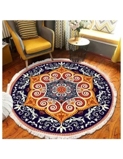 Soga International SOGA 2X 90cm Ethnic Mandala Round Non-Slip Area Rug