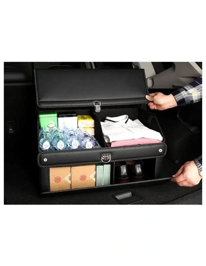 Soga International SOGA 2X 60cm Foldable Car Boot Storage Organisers Black with Lock