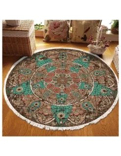 Soga International SOGA 2X 90cm Mandala Round Non-Slip Area Rug
