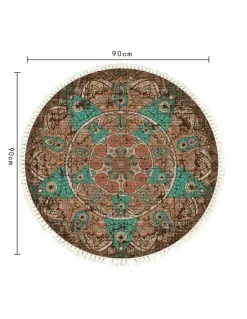 Soga International SOGA 2X 90cm Mandala Round Non-Slip Area Rug