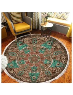 Soga International SOGA 2X 90cm Mandala Round Non-Slip Area Rug