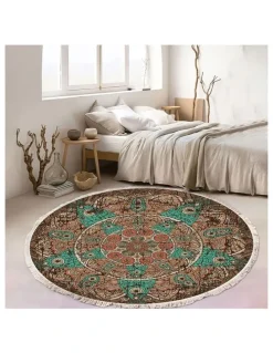 Soga International SOGA 2X 90cm Mandala Round Non-Slip Area Rug