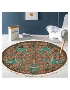 Soga International SOGA 2X 90cm Mandala Round Non-Slip Area Rug