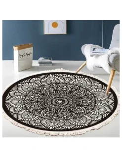 Soga International SOGA 2X 120cm Modern Ethnic Mandala Rug with Tassels
