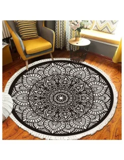 Soga International SOGA 2X 120cm Modern Ethnic Mandala Rug with Tassels